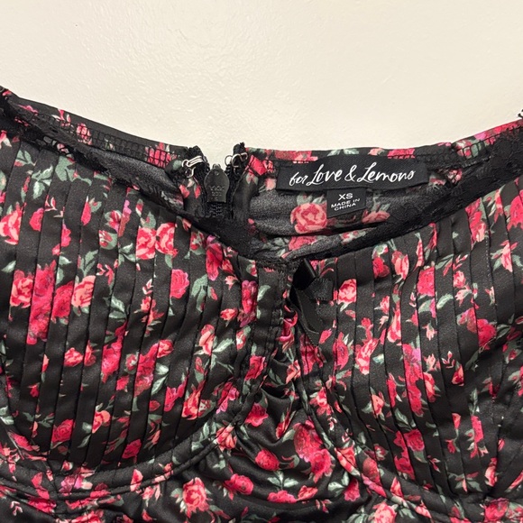 For Love And Lemons Black and Pink Floral Mini Dress - Picture 2 of 6